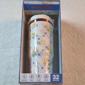 HYDRAPEAK Floral 32oz White Nomad Tumbler Blue & Gold Flowers Limited Edition